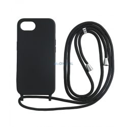 Iphone 16e TPU+PC fekete tok,Fekete zsinórral