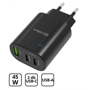 Hálózati töltő adapter gyorstöltő funkcióval 45W, Fekete