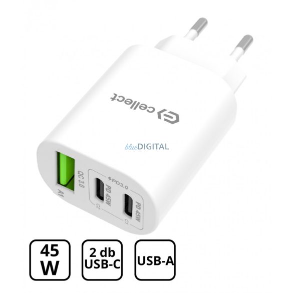 Hálózati töltő adapter gyorstöltő funkcióval 45W, Fehér