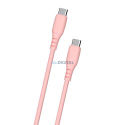 Puha szilikon Type-C to Type-C adat és töltőkábel, Pink