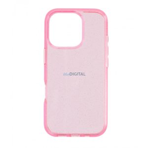 Iphone 16 Pro csillámos szilikon hátlap, Pink
