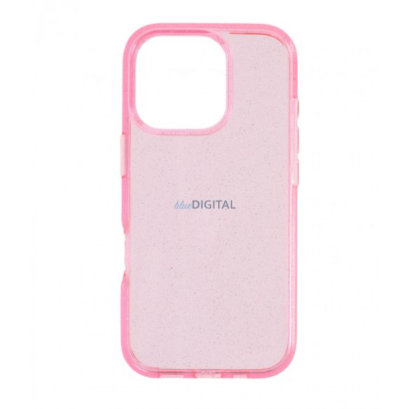 Iphone 16 Pro csillámos szilikon hátlap, Pink