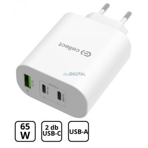 Hálózati töltő adapter gyorstöltő funkcióval 65W, Fehér