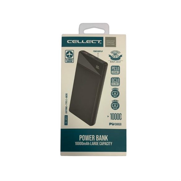 Cellect Power Bank PR132 PD20W,10000mAh, Fekete