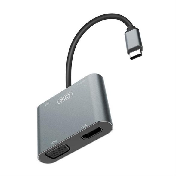 XO 4in1 Type-C to HDMI/VGA/USB3.0/adatkábel, Ezüst