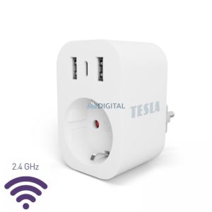 Tesla okos konnektor 3 USB kimenettel (2 USB-A, 1 USB-C)