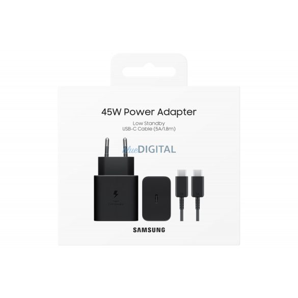 Sam hálózati adapter kábellel,45W PD USB-C,Fekete