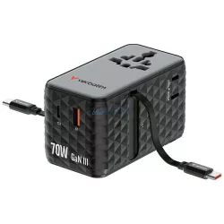   Verbatim Travel Adapter EU/UK/US GaN   1xUSB-C/1xUSB-A/2xUSB-C PD 70W black 30186