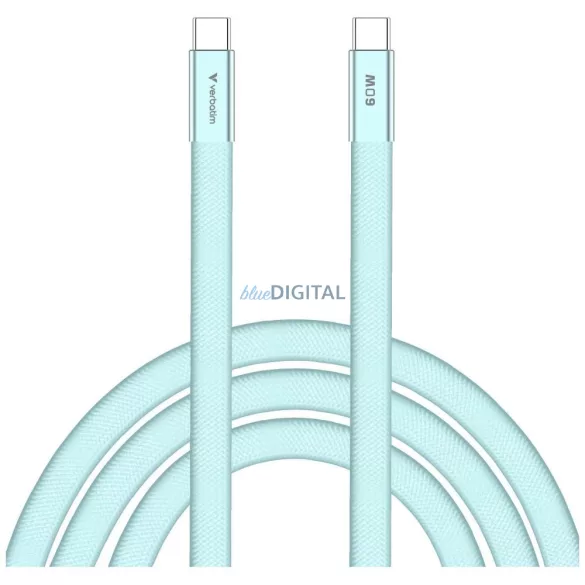 Verbatim Sync & Charge SoftTouch kábel USB-C - USB-C 60W PD3.0 120cm – kék (30273)