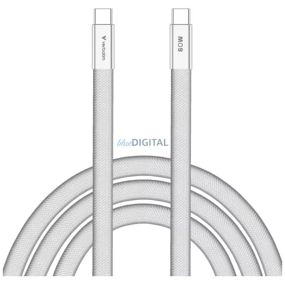 Verbatim Sync & Charge SoftTouch kábel USB-C - USB-C 60W PD3.0 120cm – fehér (30274)