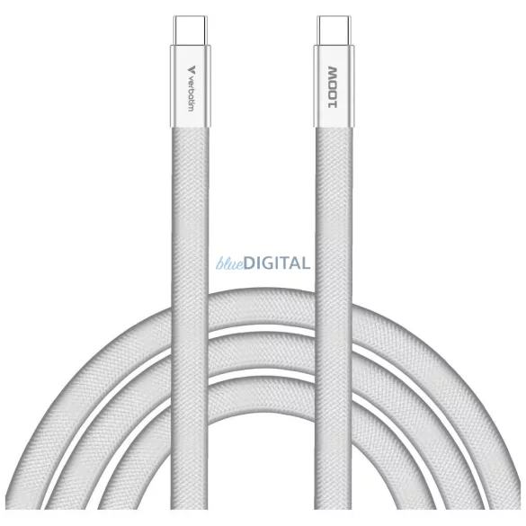 Verbatim Sync & Charge SoftTouch kábel USB-C - USB-C 100W PD3.0 120cm – fehér (30277)