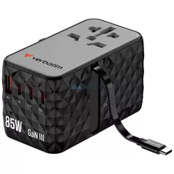   Verbatim Travel Adapter EU/UK/US GaN USB-A/3xUSB-C PD 85W CNT-02 black 32127