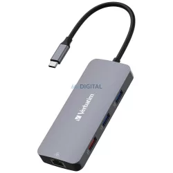   Verbatim Adapter Hub USB-C - HDMI/3xUSB-A/SD/microSD/2xUSB-C/Eternet aluminum 32152