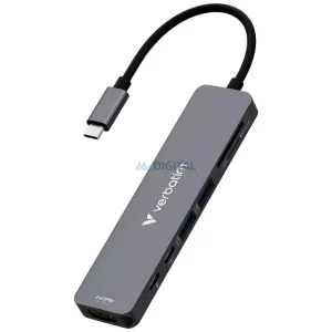 Adapter Hub Verbatim HDMI/USB-C 3.2/USB-C/2xUSB-A 3.2/SD/microSD aluminum 32158