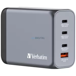 Verbatim GaN 200W Wall Charger 3xUSB-C/USB-A + EU/UK/US Adapter GNC-200 32204