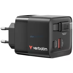   Verbatim Charger GaN 65W 2xUSB-C/USB-A + EU/UK/US Adapter black 32217