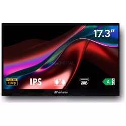   Verbatim 15,6 hüvelykes hordozható érintőképernyős Ultra HD 4K monitor, fekete/black 32238