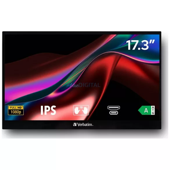 Verbatim 15,6 hüvelykes hordozható érintőképernyős Ultra HD 4K monitor, fekete/black 32238