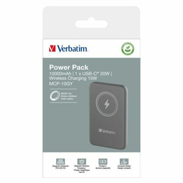 Verbatim 'n' Go vezeték nélküli mágneses powerbank 15W 5000mAh - szürke