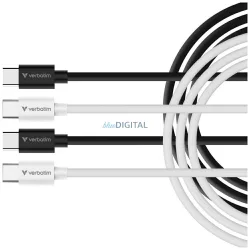   Verbatim Sync & Charge kábel USB-C - USB-C essentials 60W – fekete / fehér 2 db (32391)