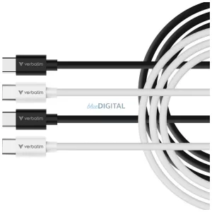 Verbatim Sync & Charge kábel USB-C - USB-C essentials 60W – fekete / fehér 2 db (32391)
