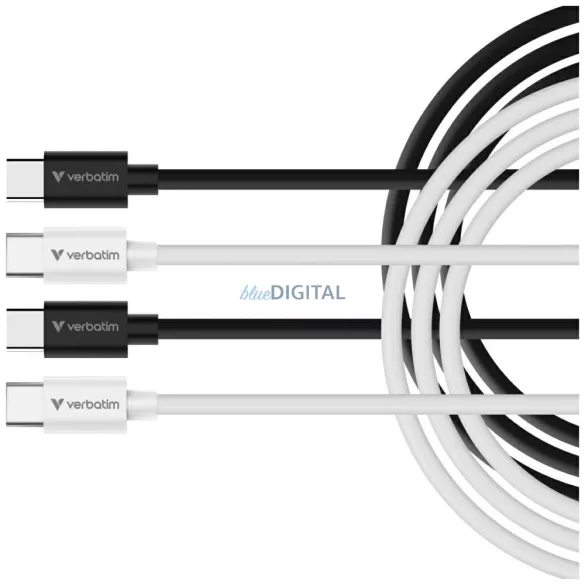 Verbatim Sync & Charge kábel USB-C - USB-C essentials 60W – fekete / fehér 2 db (32391)