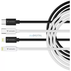   Verbatim Sync & Charge kábel USB-C - Lightning essentials 27W – fekete / fehér 2 db (32392)