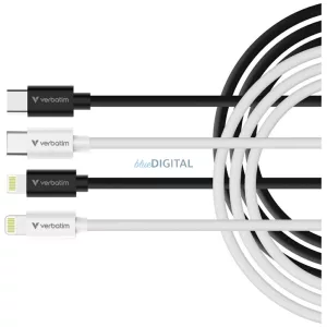 Verbatim Sync & Charge kábel USB-C - Lightning essentials 27W – fekete / fehér 2 db (32392)