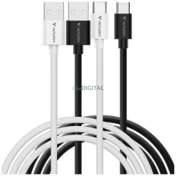   Verbatim Sync & Charge kábel USB-C - USB-A essentials 18W – fekete / fehér 2 db (32393)