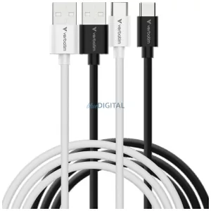 Verbatim Sync & Charge kábel USB-C - USB-A essentials 18W – fekete / fehér 2 db (32393)