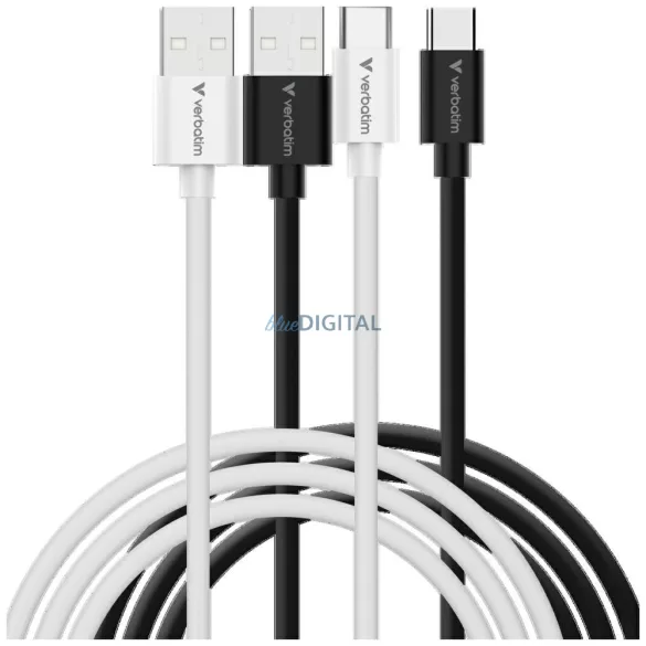 Verbatim Sync & Charge kábel USB-C - USB-A essentials 18W – fekete / fehér 2 db (32393)