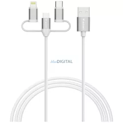   Verbatim Sync & Charge kábel USB-A - Micro-B, USB-C, Lightning essentials 18W – fehér (32394)