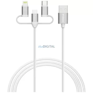 Verbatim Sync & Charge kábel USB-A - Micro-B, USB-C, Lightning essentials 18W – fehér (32394)