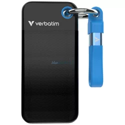   Verbatim Pocket külső SSD 256GB USB-C 3.2 gen.2 – fekete-kék (32416)