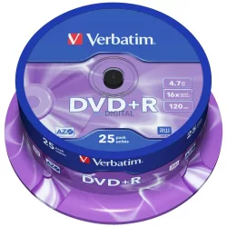 Verbatim DVD-R 4.7GB 16x AZO matt ezüst 25 db (43500)
