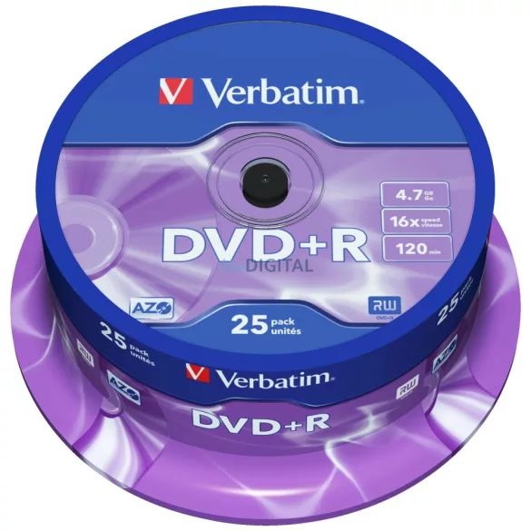 Verbatim DVD-R 4.7GB 16x AZO matt ezüst 25 db (43500)