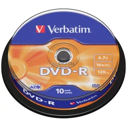   Verbatim DVD-R lemez 4,7 GB 16x AZO ezüst/ezüst 10 db 43523