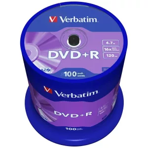 Verbatim DVD+R lemez 4.7GB 16X 100 db – ezüst (43551)