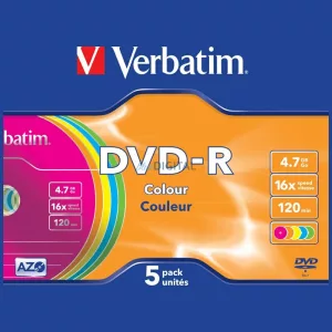 Verbatim COLOUR SLIM DVD-R lemez 4.7GB 16X 5 db többszínű (43557)