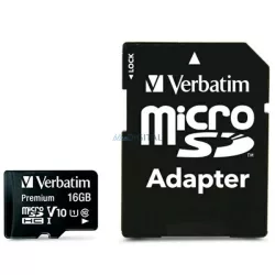 Verbatim 16GB microSDHC Card V10 + Adapter black 44082