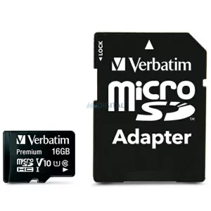 Verbatim 16GB microSDHC Card V10 + Adapter black 44082