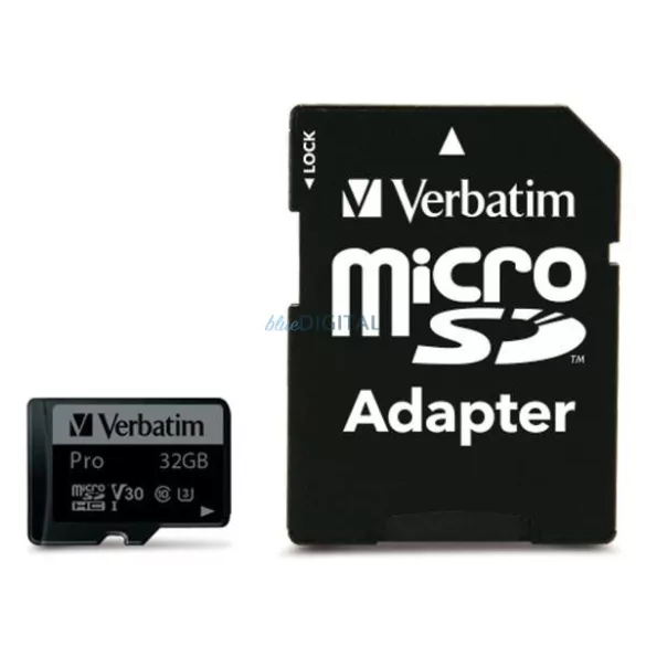 Verbatim 32GB microSD Card + Adapter Pro U3 black 47041