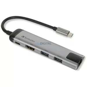 Verbatim Adapter Hub USB-C - USB-C/ 2xUSB-A 3.0/HDMI/Eternet aluminium/aluminum 49141