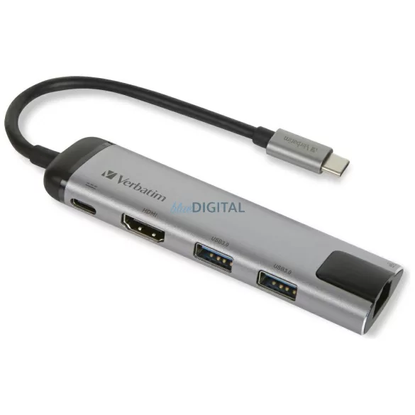 Verbatim Adapter Hub USB-C - USB-C/ 2xUSB-A 3.0/HDMI/Eternet aluminium/aluminum 49141