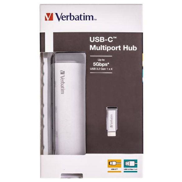 Verbatim USB Hub USB-C - 4xUSB-A 3.2 - szürke