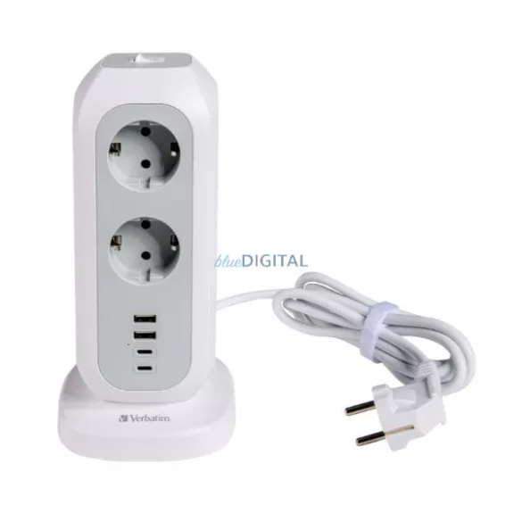 Verbatim függőleges elosztó 15W 11x AC EU / 2x USB-C / 2x USB-A 2m EUPT-01 – fehér (49547)