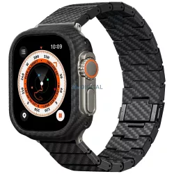   PITAKA Carbon Fiber Modern karkötő Apple Watch 1/2/3/4/5/6/7/8/9/10/11/SE/SE 3/Ultra 1/2/3 modellekhez, fekete