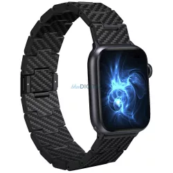   PITAKA szénszálas retro karkötő Apple Watch 1/2/3/4/5/6/7/8/9/10/SE/Ultra/Ultra2 modellekhez, fekete-szürke