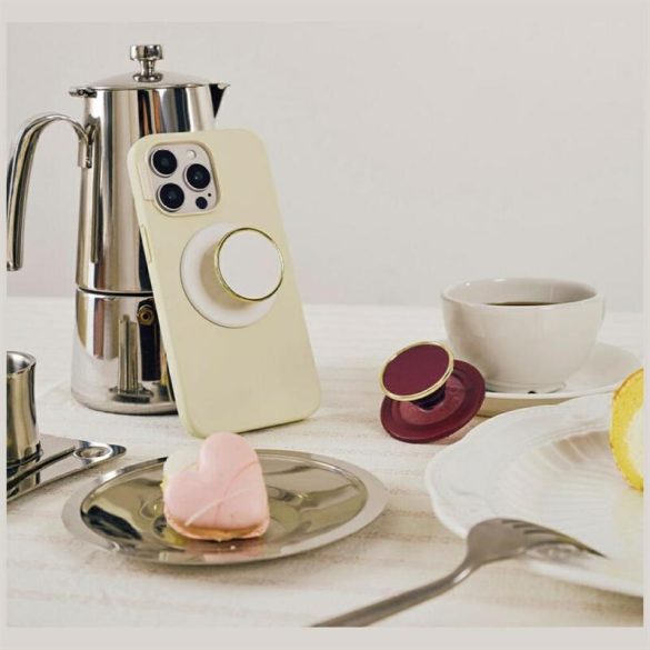 Popsockets Round Luxe Coconut Creme Enamel MagSafe kitámasztó - bézs