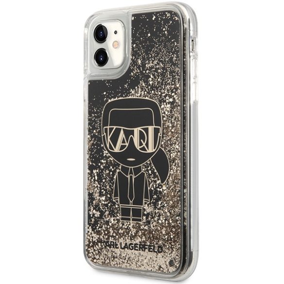 Karl Lagerfeld KLHCN61LGGKBK iPhone 11/ XR fekete keménytok folyékony Glitter Gatsby